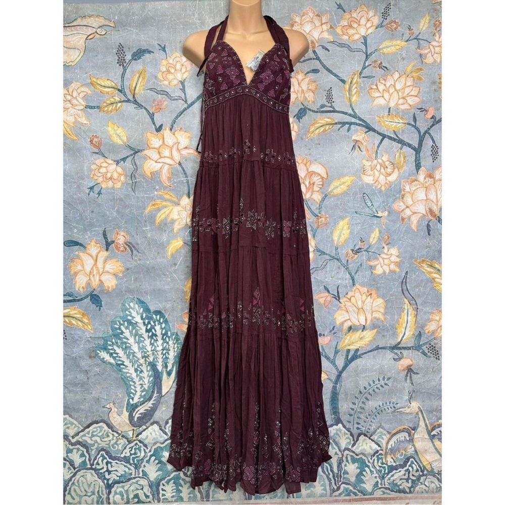 Free People Glitter Me Timbers Gown Beaded Embroidered Dress - Picture 7 of 11
